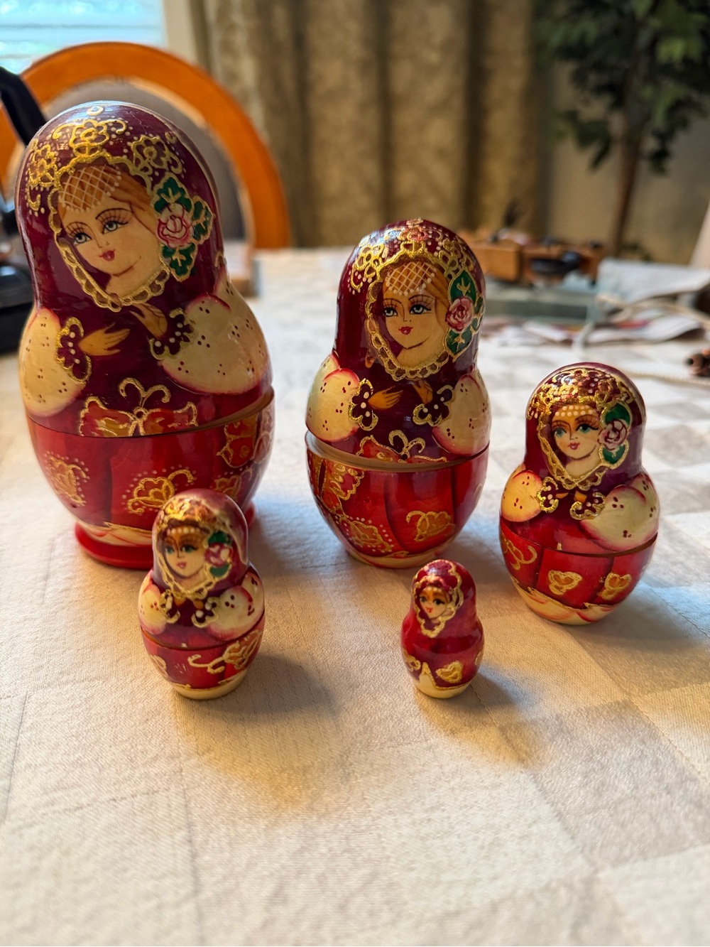 Traditional Red Russian Nesting Dolls Matryoshka Set